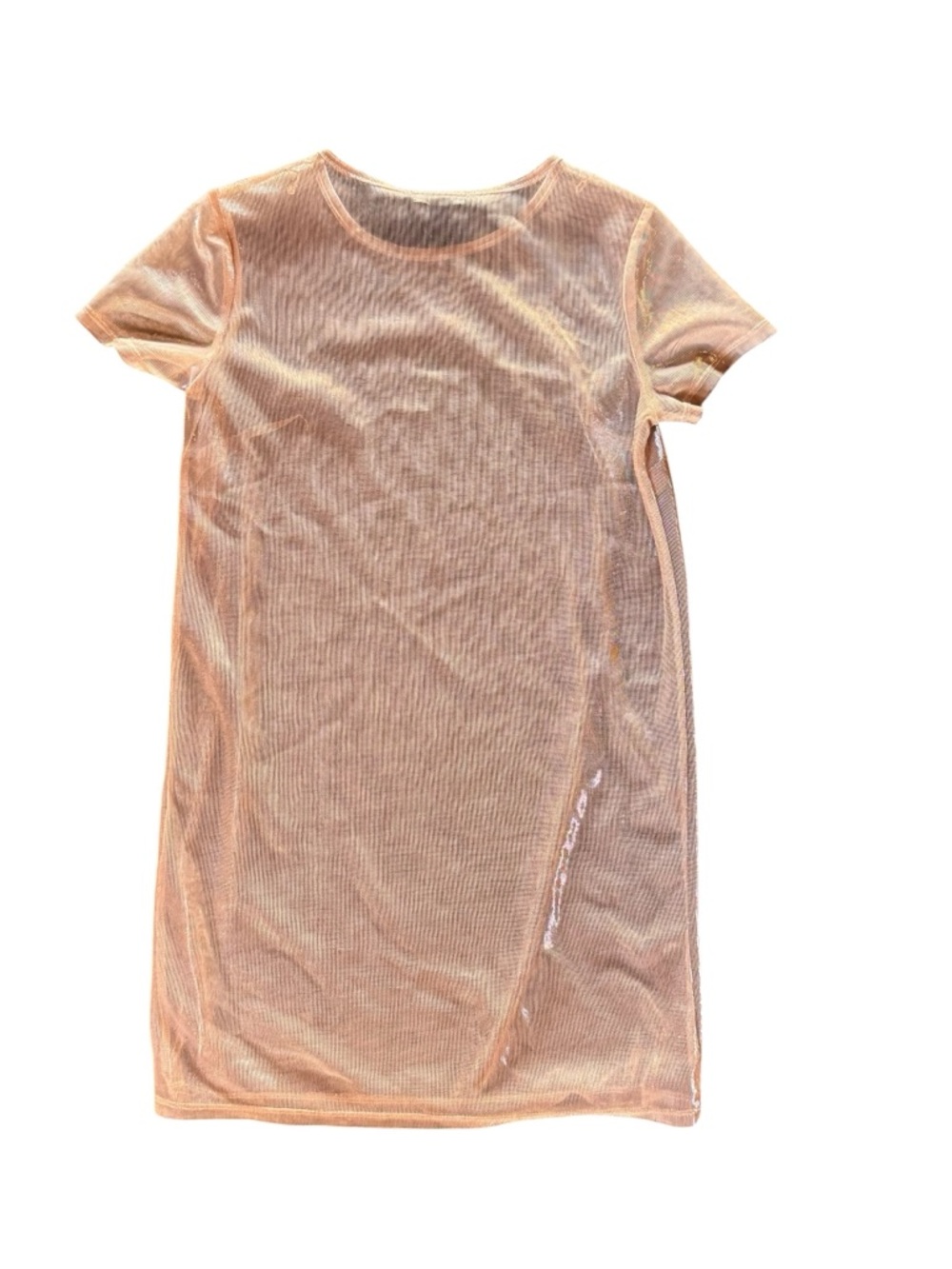 Forever 21 Shimmer Sheer Knit Long T Shirt Top - Champagne Taupe - Picture 4 of 8